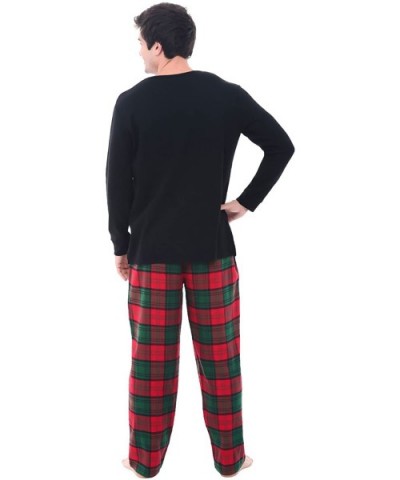 Mens Flannel Pajamas- Thermal Knit Top Cotton Pj Set - Red and Green Christmas Plaid - CF11VKX6QGP $65.43 Sleep Sets