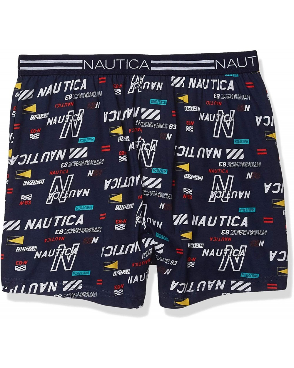 Men's Classic Cotton Exposed Waistband Knit Boxer. - Nautica Sport Print/Peacoat - CX18ND9X5RK $22.75 Boxers