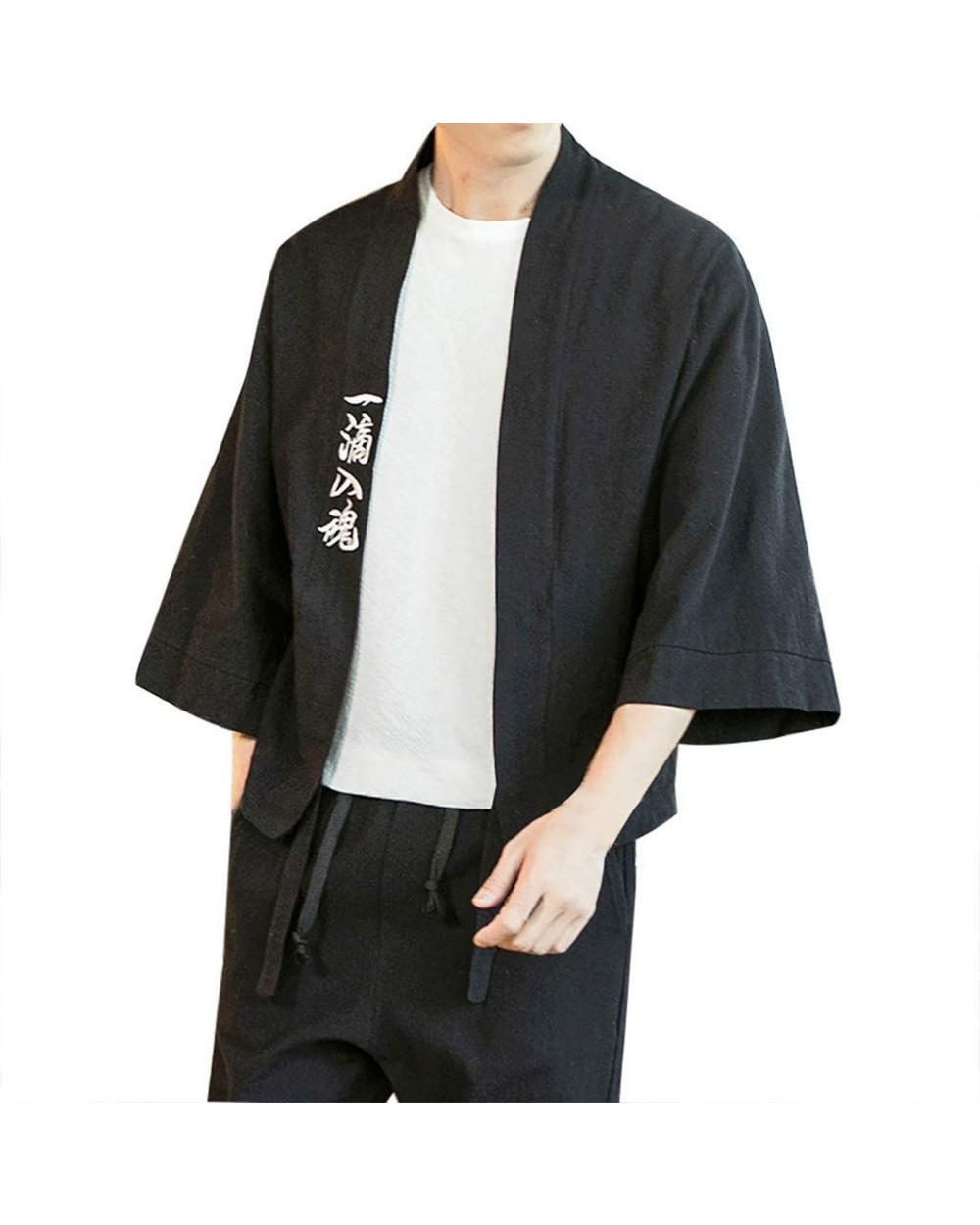 Men's Shirts Fashion Men's Cardigan Print Loose Lightweight Coat Summer Japanese-Style Robe Tops - Black - C718W569WH9 $42.21...