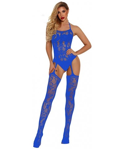 Lingerie-Women's Mesh Lingerie Hollow Fishnet Babydoll Underwear Nightwear - Blue - CJ190ATKOXH $17.13 Baby Dolls & Chemises