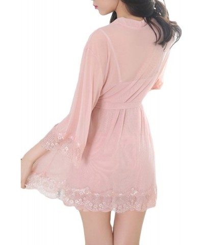 Women Sexy 3 Piece Lace V-Neck Lingerie Set Chemise Babydoll Sleepwear - Pink - C7187DCOH79 $29.61 Baby Dolls & Chemises