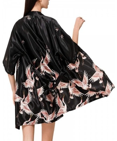 Women's 2 Pieces Short Sexy Satin Kimono Wedding Party Sleepwear Set - Black - C2198XZ4XA9 $36.02 Sets