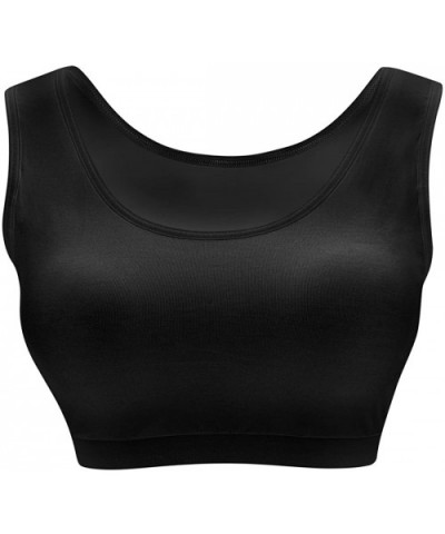 Mini Camisole Bra Padded Wireless Bra- Sports Tank Top Built-in Shelf Seamless cami- Wide Band Strap for Women Girls - Black ...