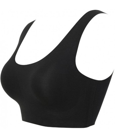 Ultra-Thin Ice Silk Sleeping Bra Breathable Yoga Leisure Seamless One Piece Bra - Black - CA184Q6YNYN $20.26 Bras