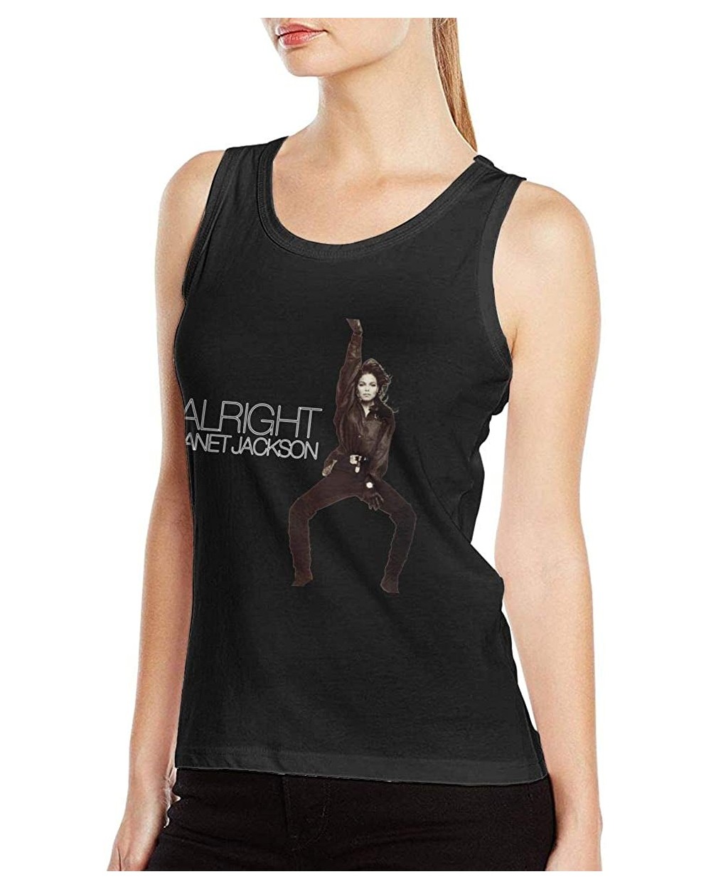 Janet Jackson Janet Women's Sexy Tank Classic Fashion Vest Tshirts Black - Black - C319DDA3ITZ $31.79 Camisoles & Tanks