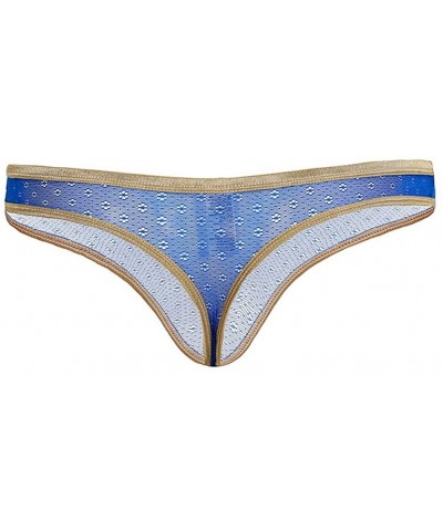 Men's Lace Low Rise T-Back Thongs Mens Thongs Underwear Sexy - Blue - CR18Y7DLLGD $18.38 Briefs