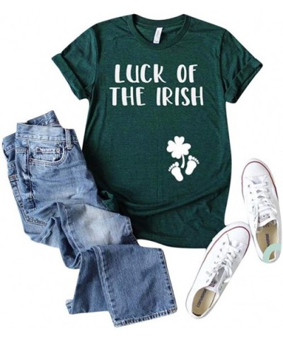 Patrick's Day Women's T-Shirt- Green O-Neck Short Sleeve Vest Blouse - E-green - C51944R29QZ $17.48 Tops