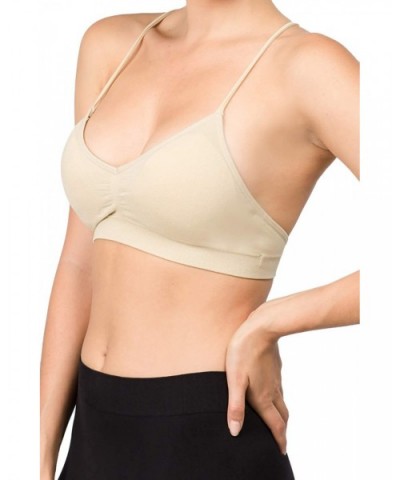 Women's Cross Back Seamless Ultra Soft Breathable Bra - Khaki - C918SH9I5IY $17.43 Bras