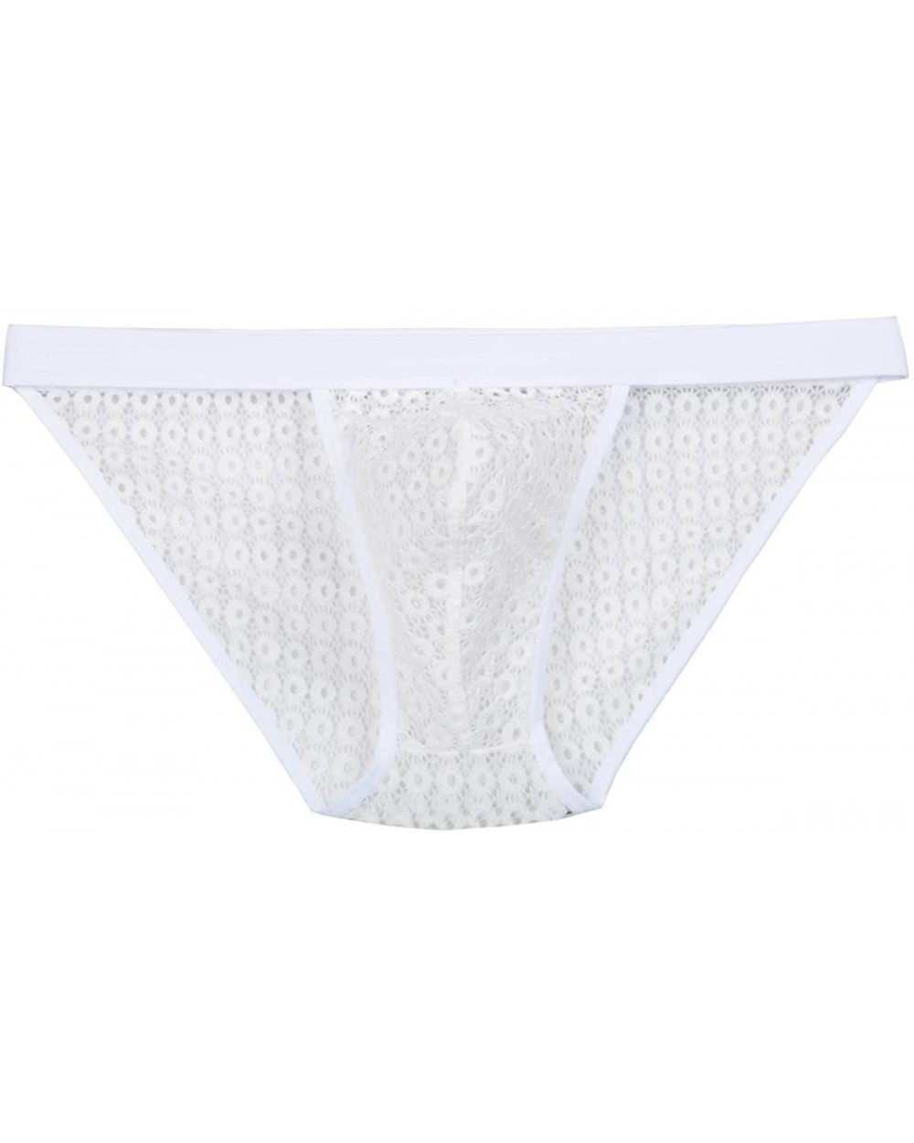 Men's Lace Briefs Underwear Sissy Sexy Bikini Briefs Open Side Cheeky Underpants - White - C3194SSSNMS $15.65 Briefs