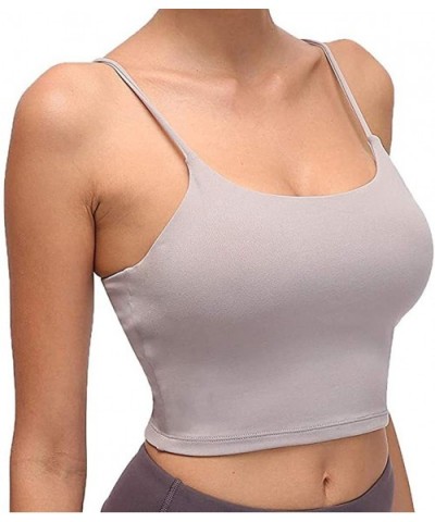 Women Padded Sports Bra Fitness Workout Running Shirts Yoga Tank Top Camisole Crop Top with Built in Bra - Gray - CV19EOKZQ2G...