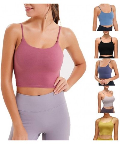 Women Padded Sports Bra Fitness Workout Running Shirts Yoga Tank Top Camisole Crop Top with Built in Bra - Gray - CV19EOKZQ2G...