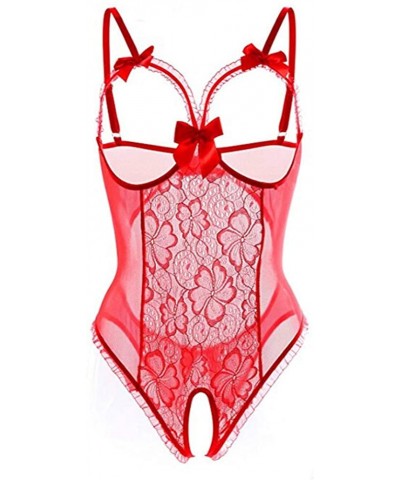 Women Sexy Teddy Lingerie One Piece Lace Babydoll Bodysuit Nightie Plus Size S-5XL - Red - CH195UIRLT9 $15.83 Tops