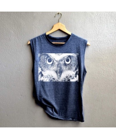 Women's Cute Cat Vest Casual Loose Top Sleeveless Vest Sports Short Sleeve - X-blue - CH196E0A4T9 $19.27 Thermal Underwear