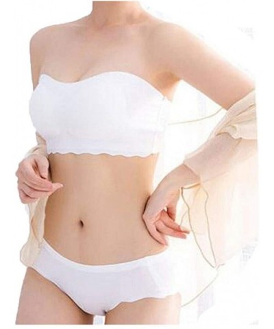 LaxChic Ice Silk Air Bra - Women Sexy Strapless Sport Casual Bra Wrapped Chest Underwear Soft Bra Assorted Sizes - White - C6...