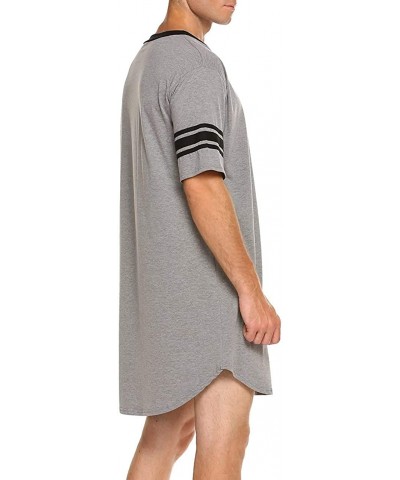 Men's Nightwear- Comfy Nightshirt Big&Tall V Neck Short Sleeve Soft Loose Pajama Sleep Shirt for Men Women - Gray-468 - CU19G...