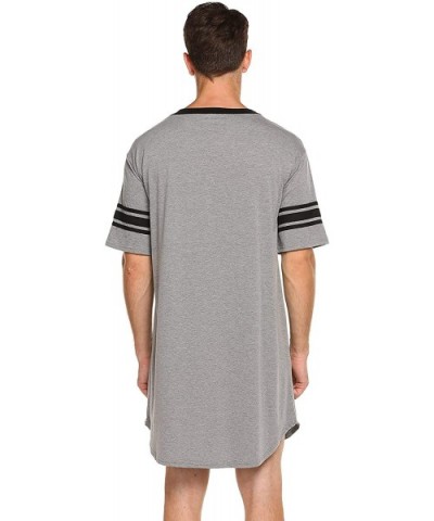 Men's Nightwear- Comfy Nightshirt Big&Tall V Neck Short Sleeve Soft Loose Pajama Sleep Shirt for Men Women - Gray-468 - CU19G...