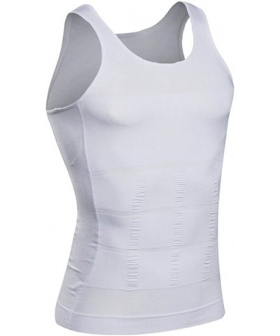 Mens Waist Body Shaper Vest T-Shirt Tank Tops - White - C317X68RC6D $15.02 Shapewear