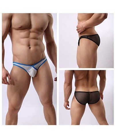 Mens Sexy Briefs See Through Mesh Openwork Low Raise Briefs Underwear - 2 Pack - CZ18Q7N3ZD3 $14.08 Briefs