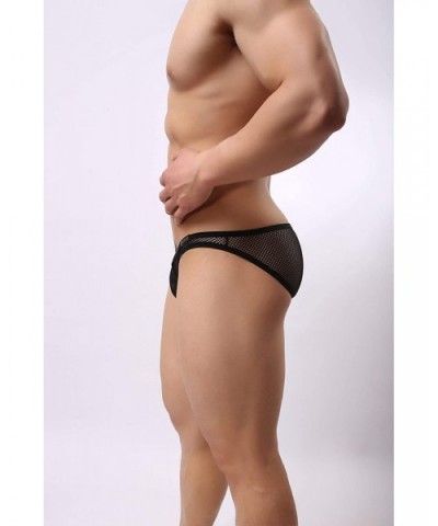 Mens Sexy Briefs See Through Mesh Openwork Low Raise Briefs Underwear - 2 Pack - CZ18Q7N3ZD3 $14.08 Briefs