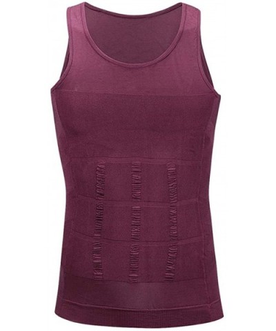 Mens Compression Shirts Tank Shapewear Body Shaper Slimming Elastic Slim Muscle - Purple - C918OWGRXAE $18.78 Shapewear