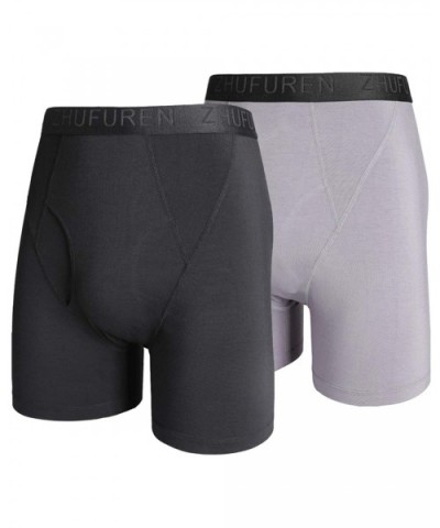 Mens Boxer Briefs Bamboo Underwear U-Pouch Design Soft Breathable Boxer Brief - 2 Pack (Black + Grey) - CQ18N7QN829 $29.75 Bo...