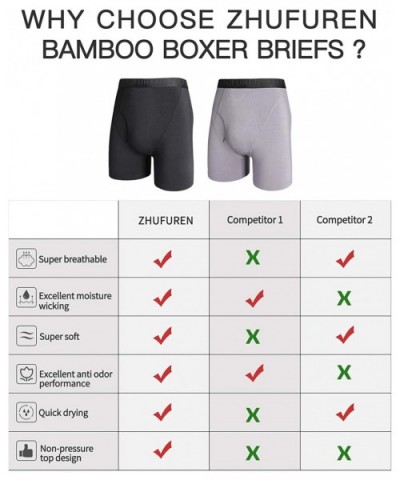 Mens Boxer Briefs Bamboo Underwear U-Pouch Design Soft Breathable Boxer Brief - 2 Pack (Black + Grey) - CQ18N7QN829 $29.75 Bo...