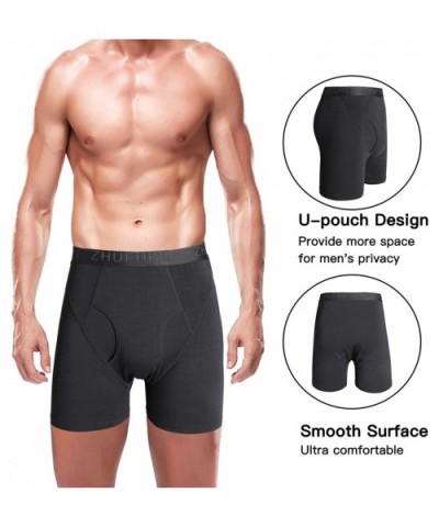 Mens Boxer Briefs Bamboo Underwear U-Pouch Design Soft Breathable Boxer Brief - 2 Pack (Black + Grey) - CQ18N7QN829 $29.75 Bo...