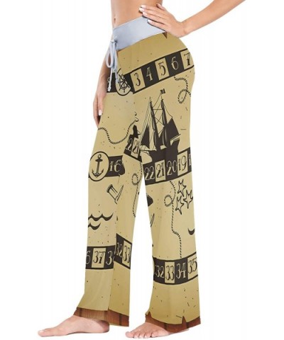 Pirate Map Womens Pajama Pants Loose Long Lounge Sleepwear Yoga Gym Trousers - CJ19DWHHXSA $50.46 Bottoms