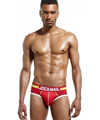 Men Underwear Briefs Mesh Men Panties Sexy Men Briefs Underwear Sleepwear - Red - CE18HRWW050 $12.40 Briefs