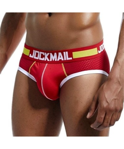 Men Underwear Briefs Mesh Men Panties Sexy Men Briefs Underwear Sleepwear - Red - CE18HRWW050 $12.40 Briefs