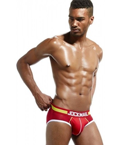 Men Underwear Briefs Mesh Men Panties Sexy Men Briefs Underwear Sleepwear - Red - CE18HRWW050 $12.40 Briefs