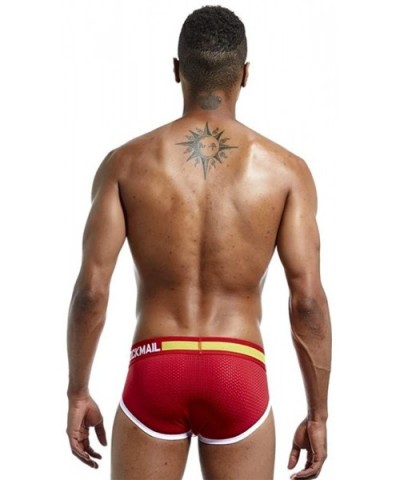 Men Underwear Briefs Mesh Men Panties Sexy Men Briefs Underwear Sleepwear - Red - CE18HRWW050 $12.40 Briefs