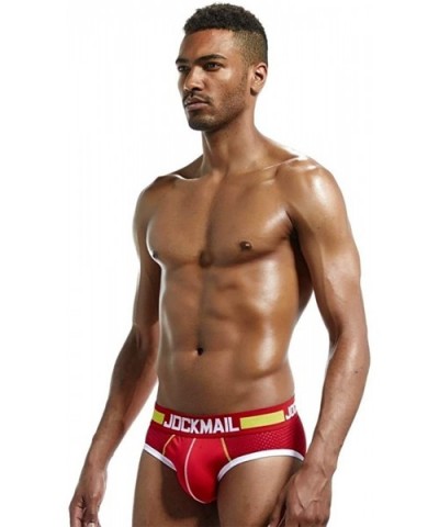 Men Underwear Briefs Mesh Men Panties Sexy Men Briefs Underwear Sleepwear - Red - CE18HRWW050 $12.40 Briefs