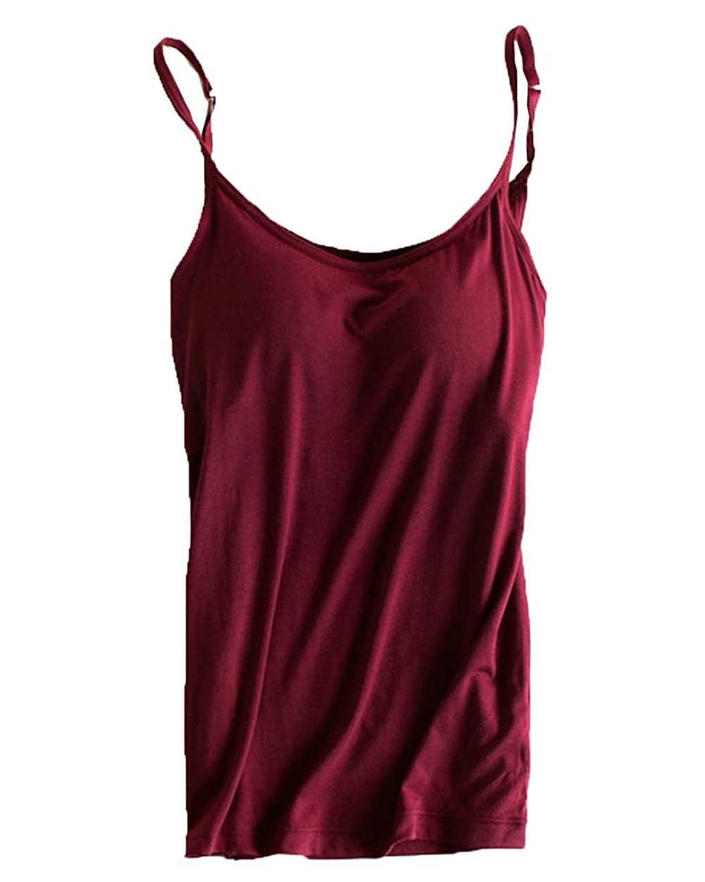 Womens Modal Built in Bra Active Padded Wide Straps Cami Tank Tops - X33 Wine Red - CZ1809OSO7K $26.63 Camisoles & Tanks