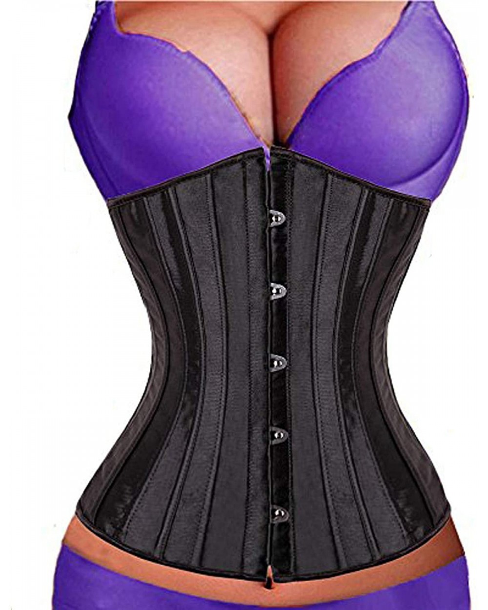 All Steel Boned Goth Women's Corset Waist Traning Cincher Body Shaper G-String - Floral Underbust Black - CS124KL2MF7 $30.49 ...