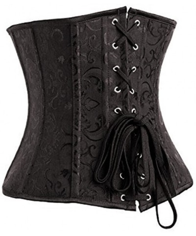 All Steel Boned Goth Women's Corset Waist Traning Cincher Body Shaper G-String - Floral Underbust Black - CS124KL2MF7 $30.49 ...