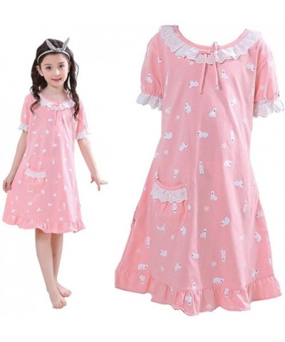 Mother and Daughter Cotton Nightgown Pajamas Family Clothes Outfits - Pink1 - CJ18DDHXEI8 $14.26 Nightgowns & Sleepshirts