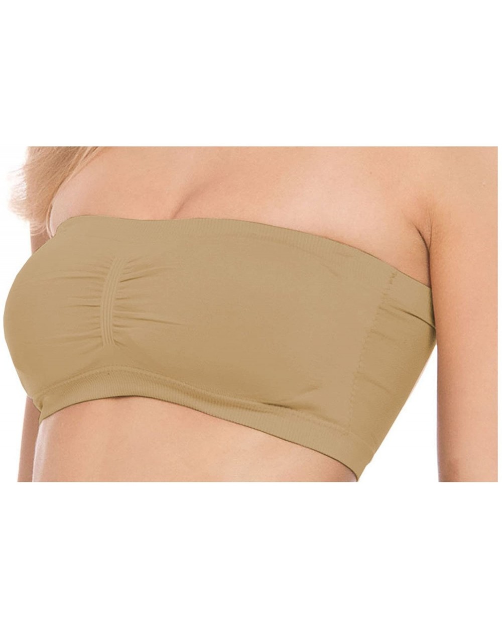 Women's Seamless Bandeau Tube Bra with Removable Padding - Small to Plus Size - Nude - CD184HGTEHC $14.06 Bras