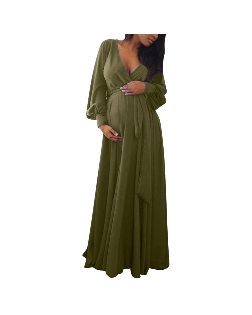 Maternity Dress for Women- Long Sleeve Deep V-Neck Nursing Nightgown Breastfeeding Nightshirt Sleepwear Pyjamas Nightwear (Ar...