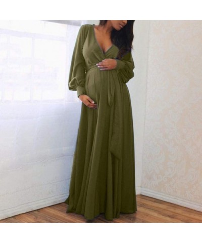 Maternity Dress for Women- Long Sleeve Deep V-Neck Nursing Nightgown Breastfeeding Nightshirt Sleepwear Pyjamas Nightwear (Ar...