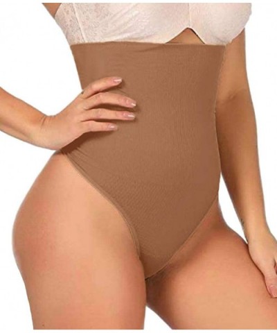 102 Thong Shaper - Womens Waist Cincher Trainer High-Waisted Girdle Faja Body Tummy Control Panty Shapewear - Tan (Light) - C...