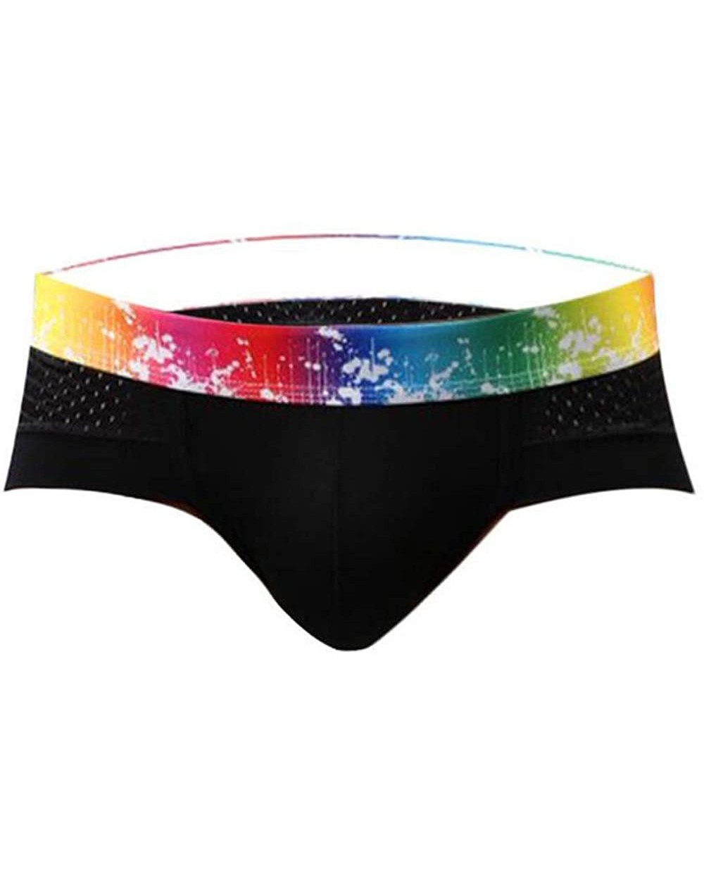 Men's Sexy Underwear Modal Breathable Mesh Low Rise Rainbow Belt Boxer Briefs Shotpants - 1-black - CZ18DUIWISD $13.33 Boxer ...