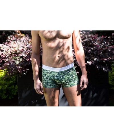 Fashion Men Underwear Boxer Briefs Ultra Soft Breathable Premium Cotton Green Camo Print Cool Army Collection - CJ18LX0LYIO $...