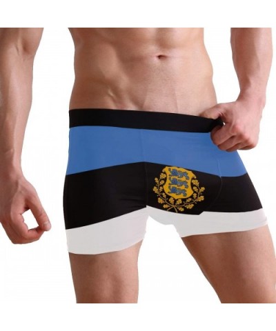 Breathable Boxer Brief Underwear Mens Boys Estonia Flag National Emblem - Black - C918YZ8GYYY $28.95 G-Strings & Thongs