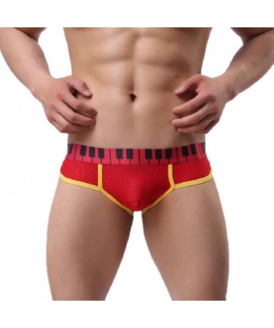 Men's Underwear- Thin Boxers Light Men Shorts Briefs Musical Note Type - Red - CK12O6OYLPM $17.62 Briefs