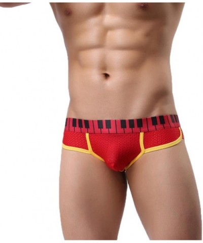 Men's Underwear- Thin Boxers Light Men Shorts Briefs Musical Note Type - Red - CK12O6OYLPM $17.62 Briefs