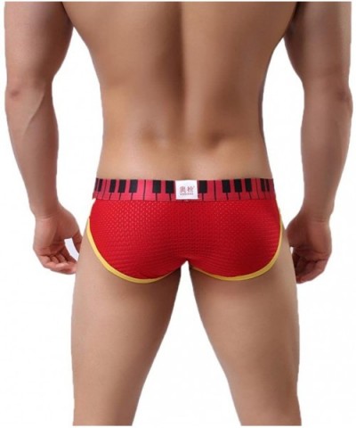 Men's Underwear- Thin Boxers Light Men Shorts Briefs Musical Note Type - Red - CK12O6OYLPM $17.62 Briefs