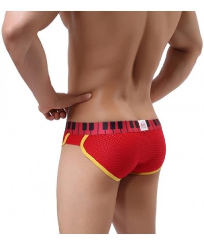 Men's Underwear- Thin Boxers Light Men Shorts Briefs Musical Note Type - Red - CK12O6OYLPM $17.62 Briefs