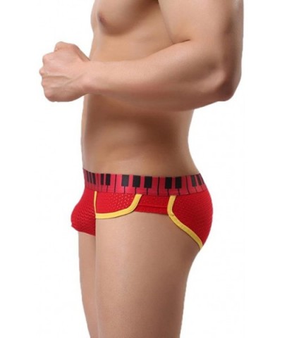 Men's Underwear- Thin Boxers Light Men Shorts Briefs Musical Note Type - Red - CK12O6OYLPM $17.62 Briefs