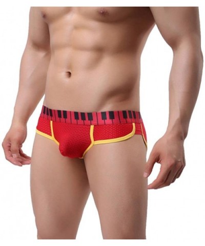 Men's Underwear- Thin Boxers Light Men Shorts Briefs Musical Note Type - Red - CK12O6OYLPM $17.62 Briefs